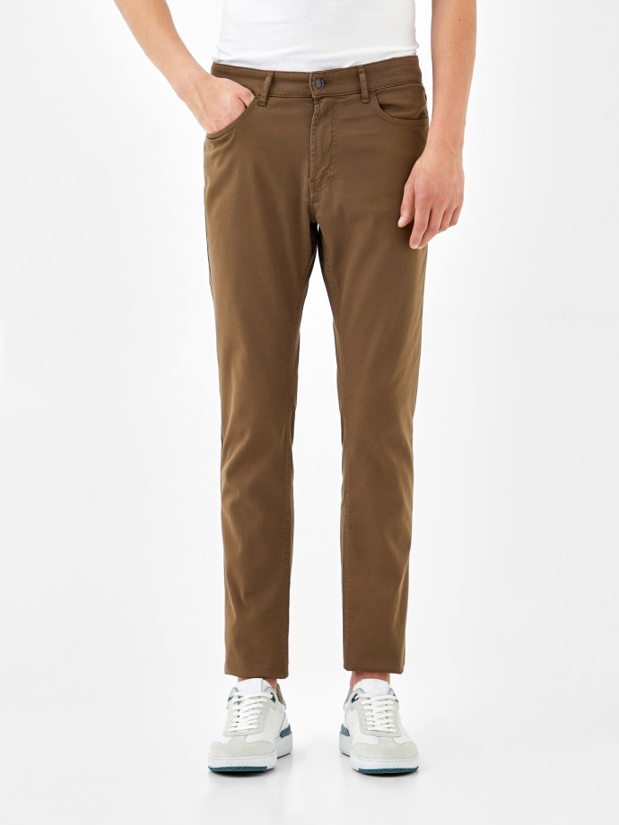 Stretch cotton slim fit trousers