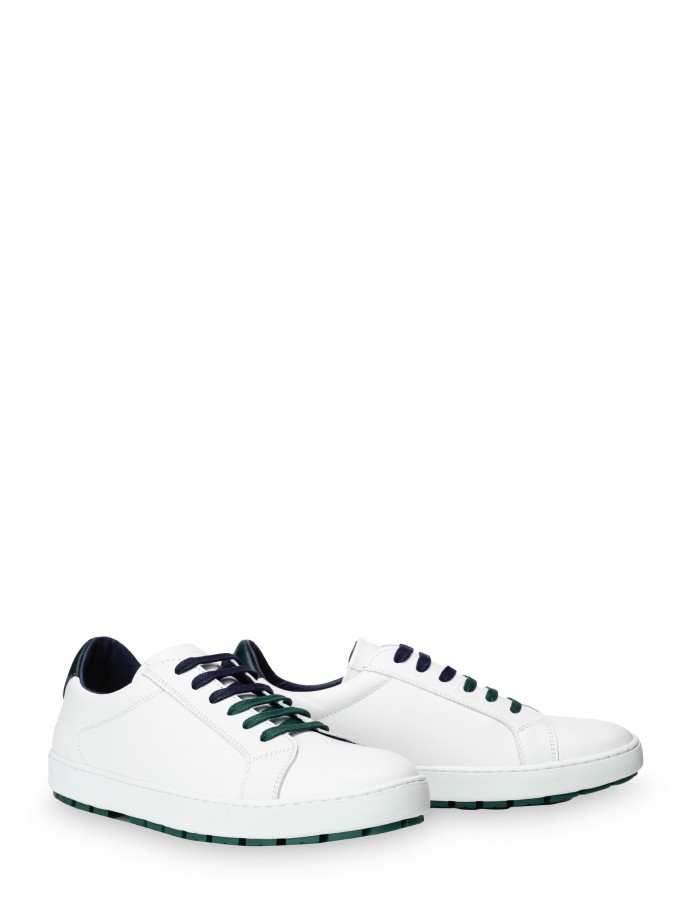 Leather sneakers with green detail