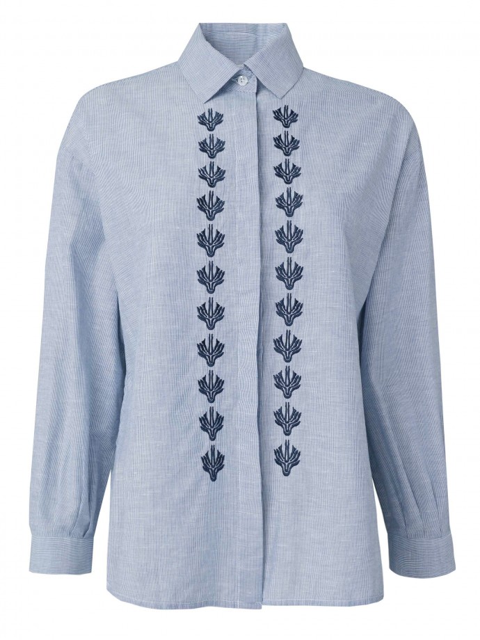 Blue shirt with embroidery