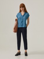 Cupro blouse with bow