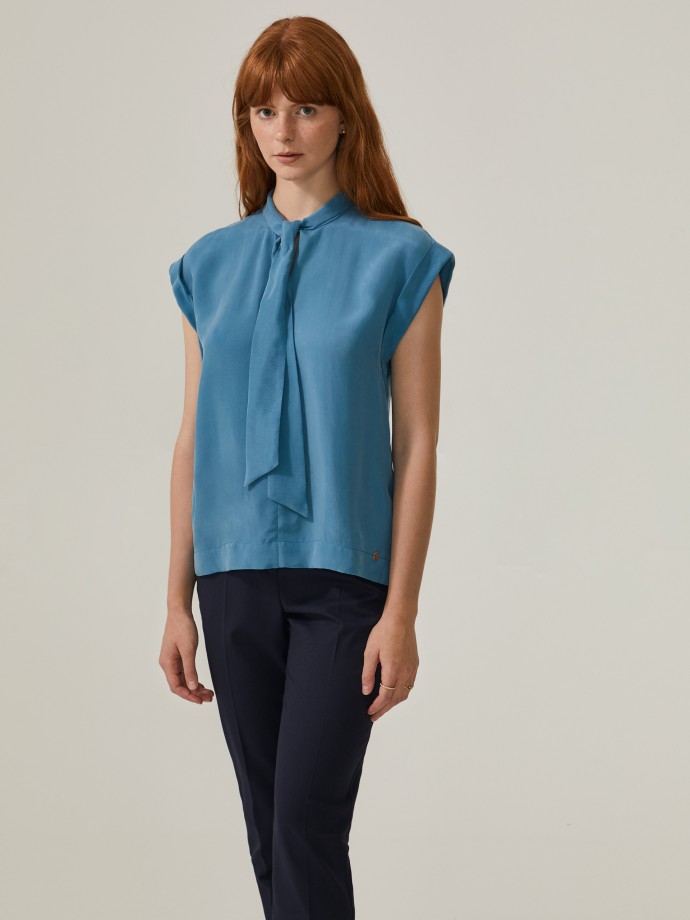 Cupro blouse with bow