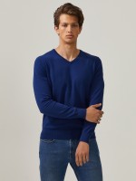 V-neck jumper in cotton and cashmere