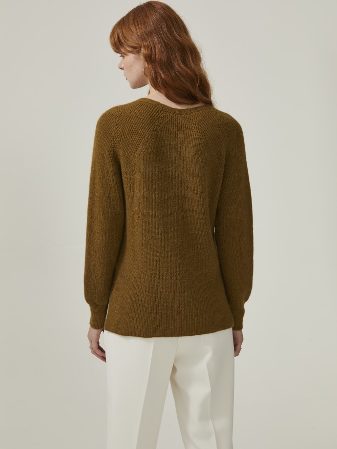 V-neck sweater with alpaca