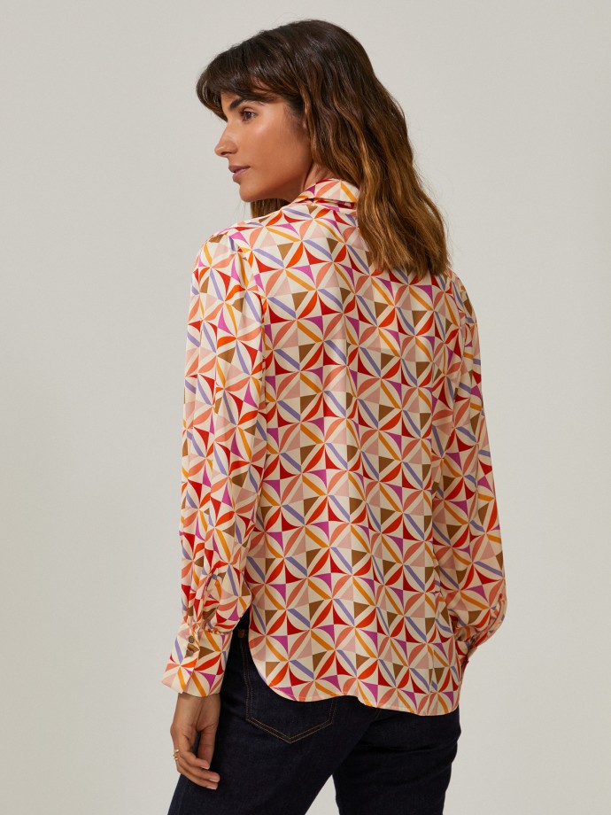 Printed blouse with bow
