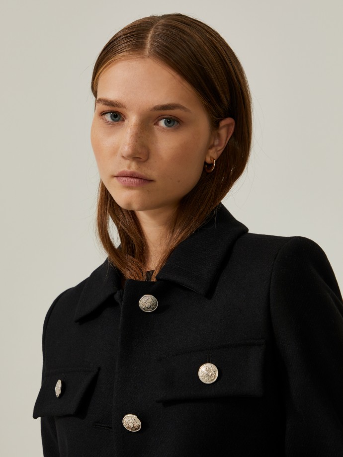 Military-style wool coat