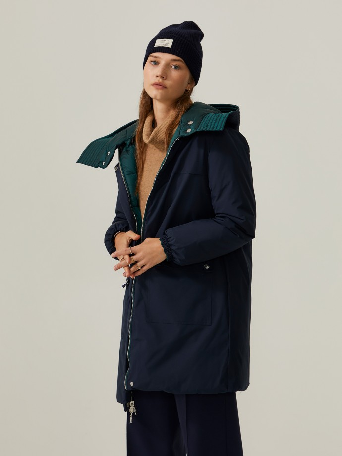 Reversible jacket with hood