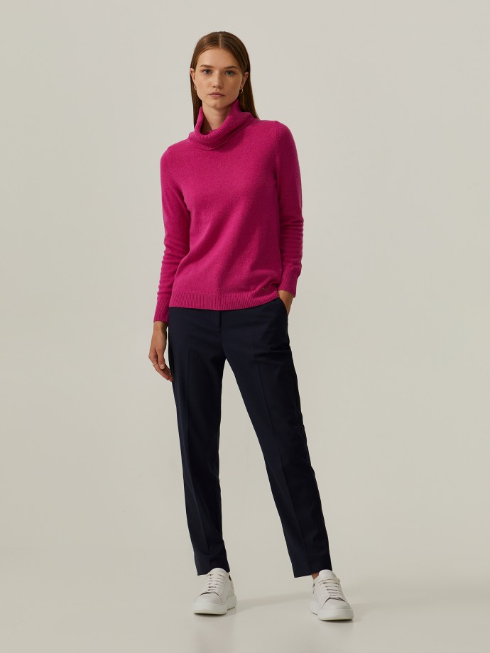 High-neck sweater in merino wool and cashmere