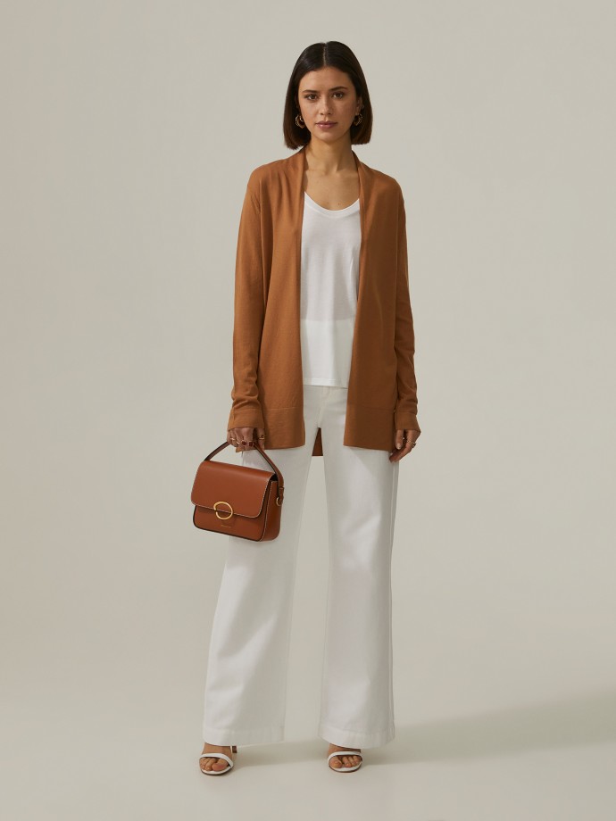 100% merino wool open cardigan