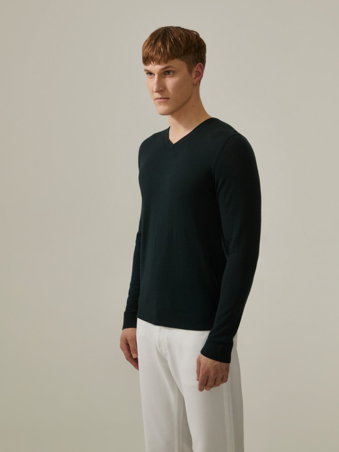 Camisola decote em V 100% l merino