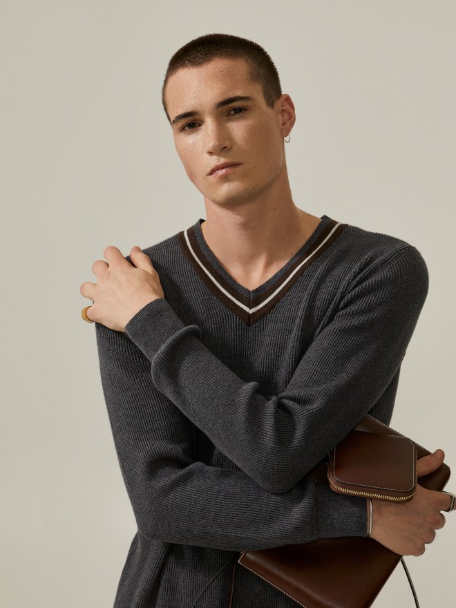 Rib knit pullover