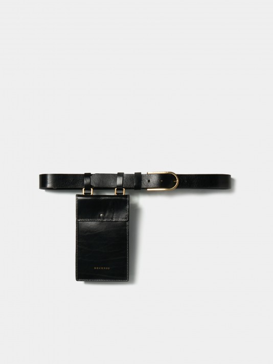 Leather belt with bag