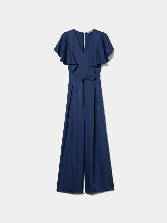 Fluid jumpsuit with ruffles