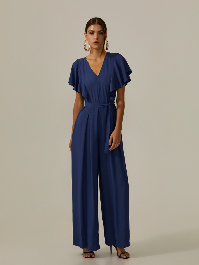 Fluid jumpsuit with ruffles