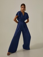 Fluid jumpsuit with ruffles