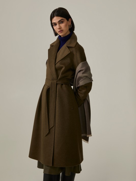 Wool blend double-breasted overcoat