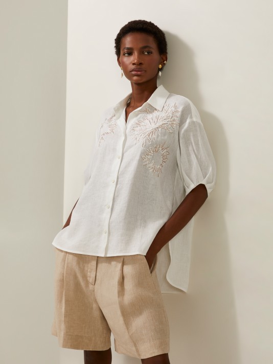 Linen blouse with embroidery