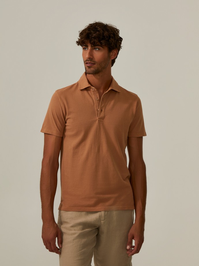 Slim fit cotton polo