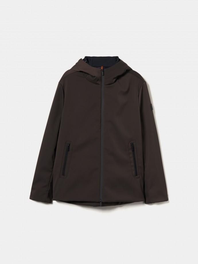 Technical hooded jacket