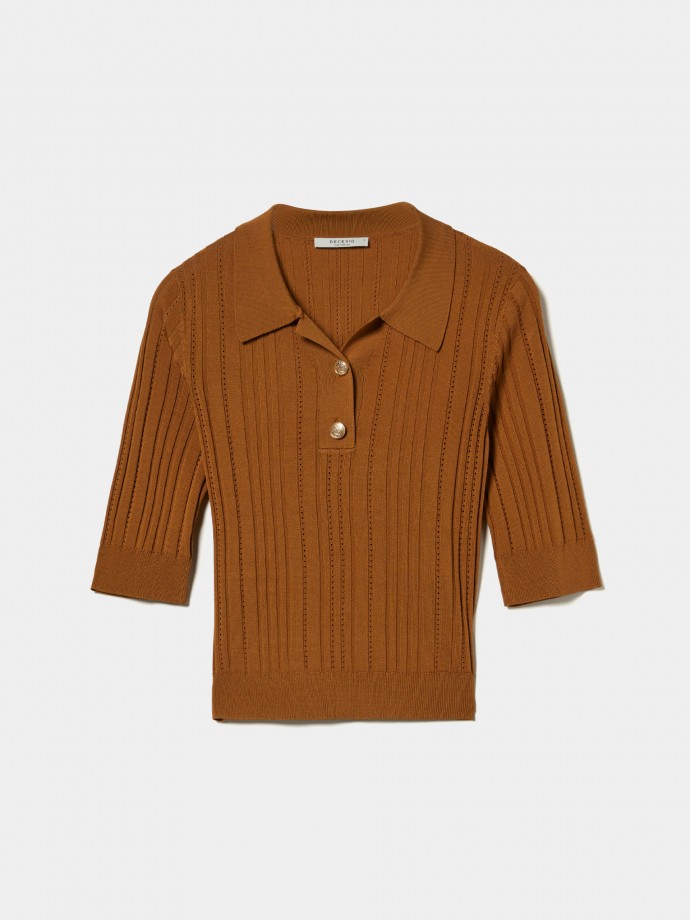 Ribbed knit polo