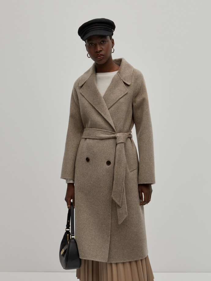 Double-breasted wool overcoat