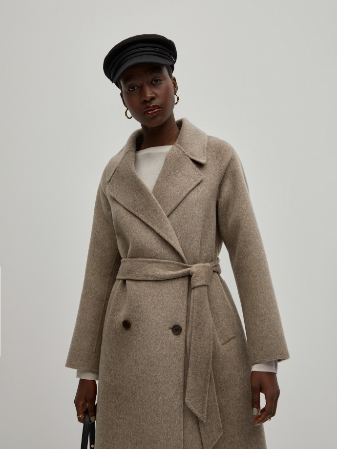 Double-breasted wool overcoat