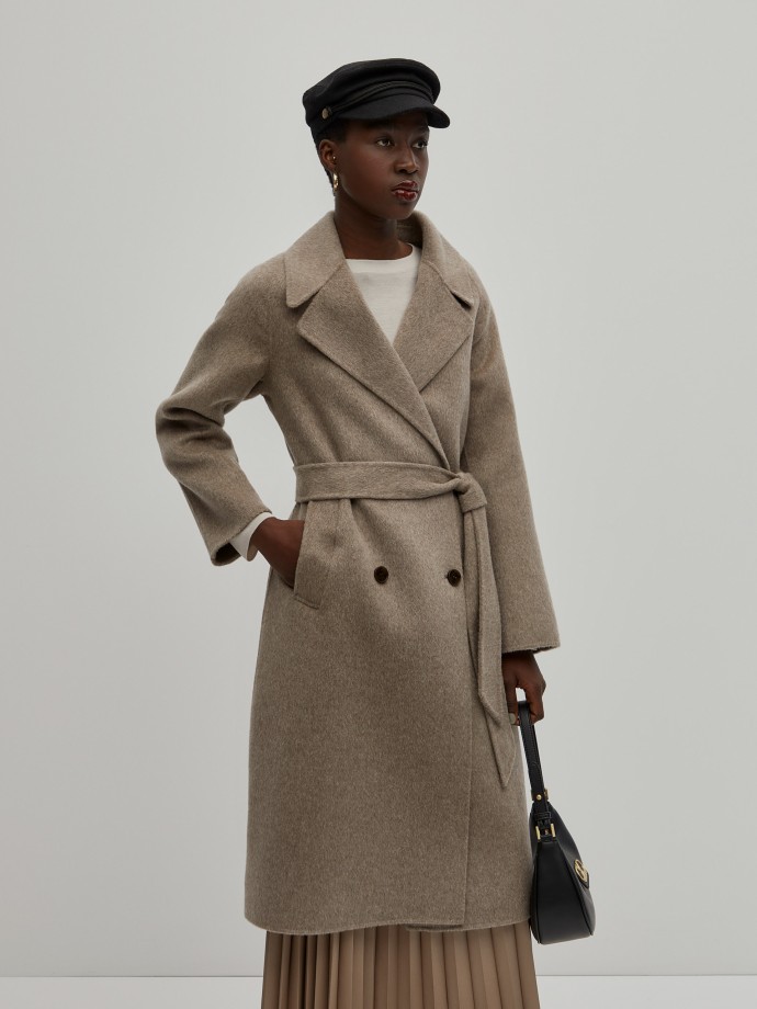 Double-breasted wool overcoat