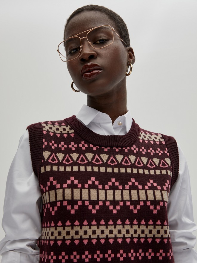 Jacquard knitted vest Jacquard knitted vest