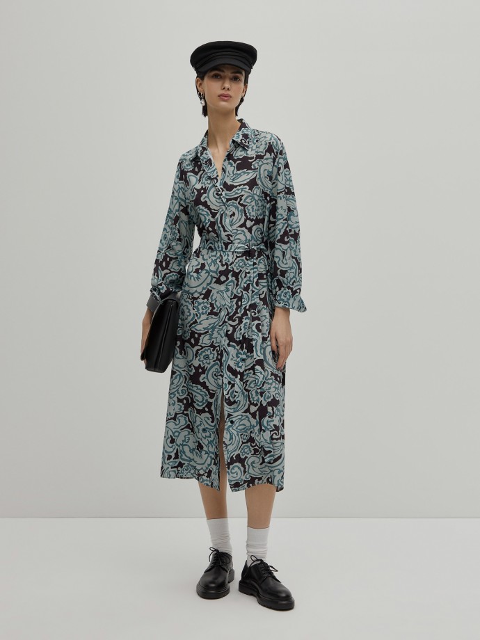 Printed shirt dress