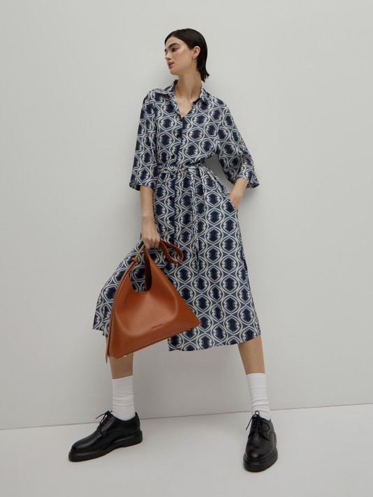 Printed shirt dress