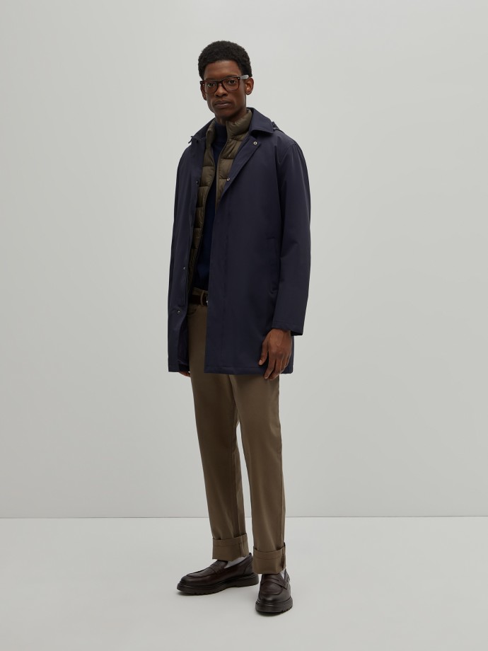 Trench coat in technical fabric