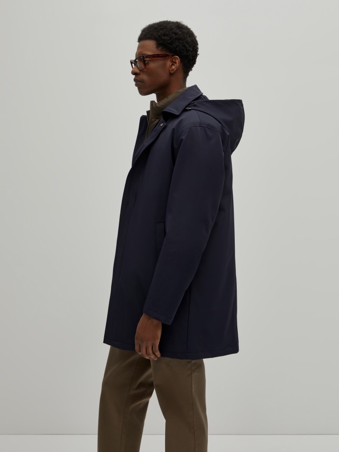 Trench coat in technical fabric