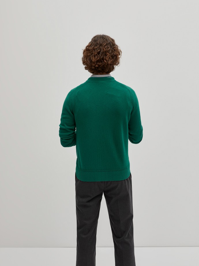 Knitted sweater in wool and cotton