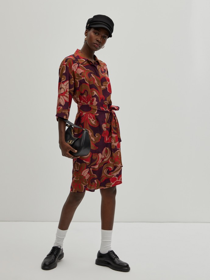 Printed shirt dress