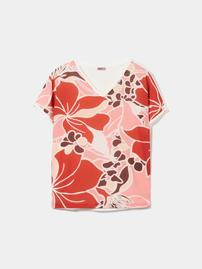 T-shirt padrão flores T-shirt padrão flores