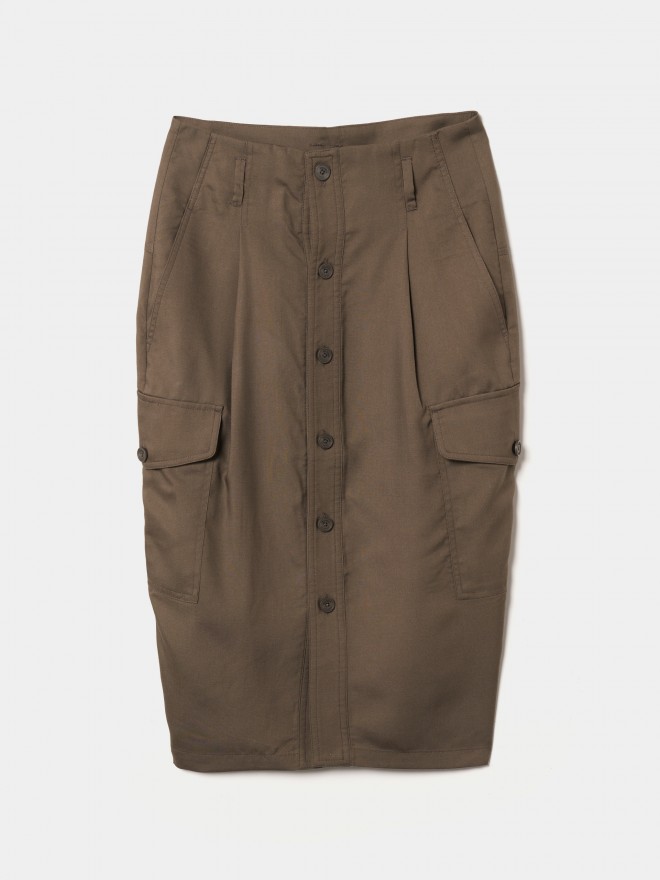 Cotton and lyocell cargo skirt