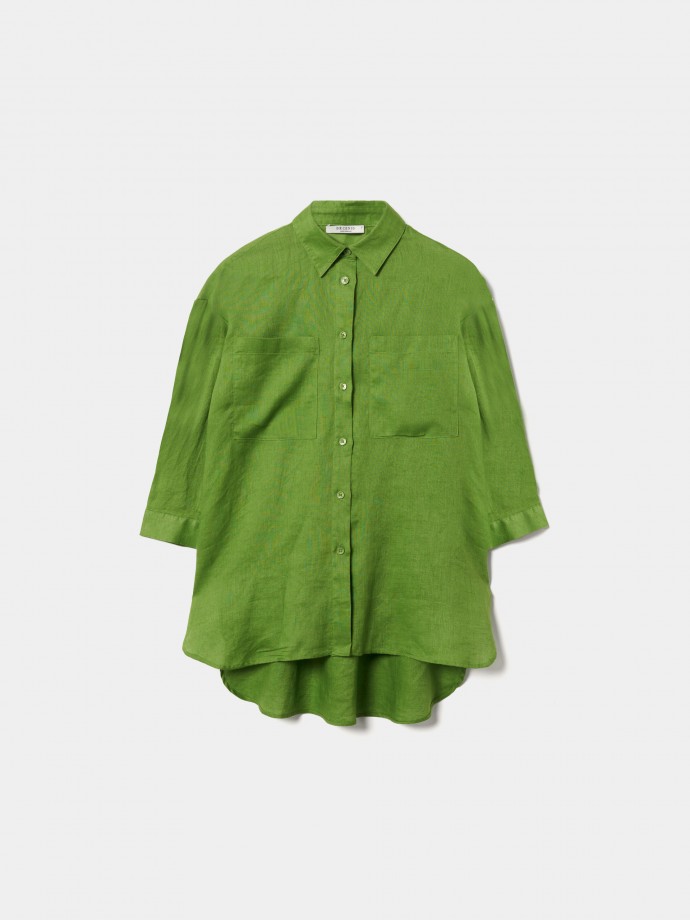 Camisa de linho assimtrica