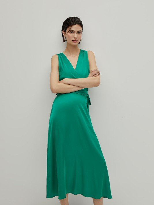 double-breasted midi dress