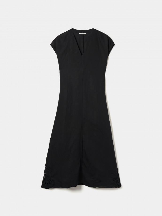 Vestido comprido mistura de linho
