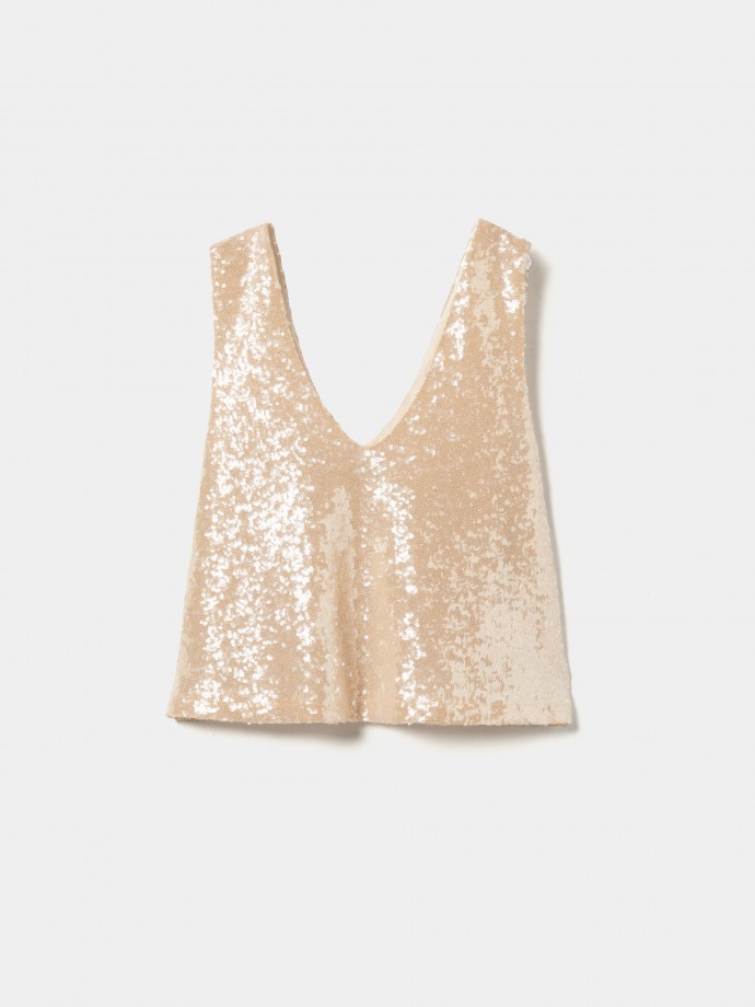 Top corto con lentejuelas