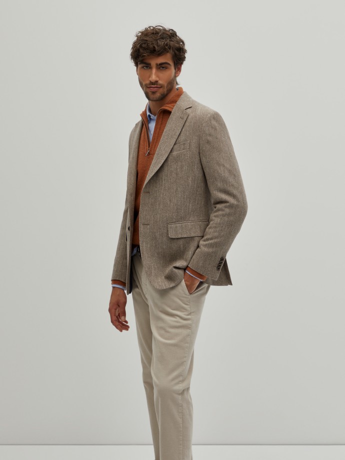 Blazer with herringbone pattern