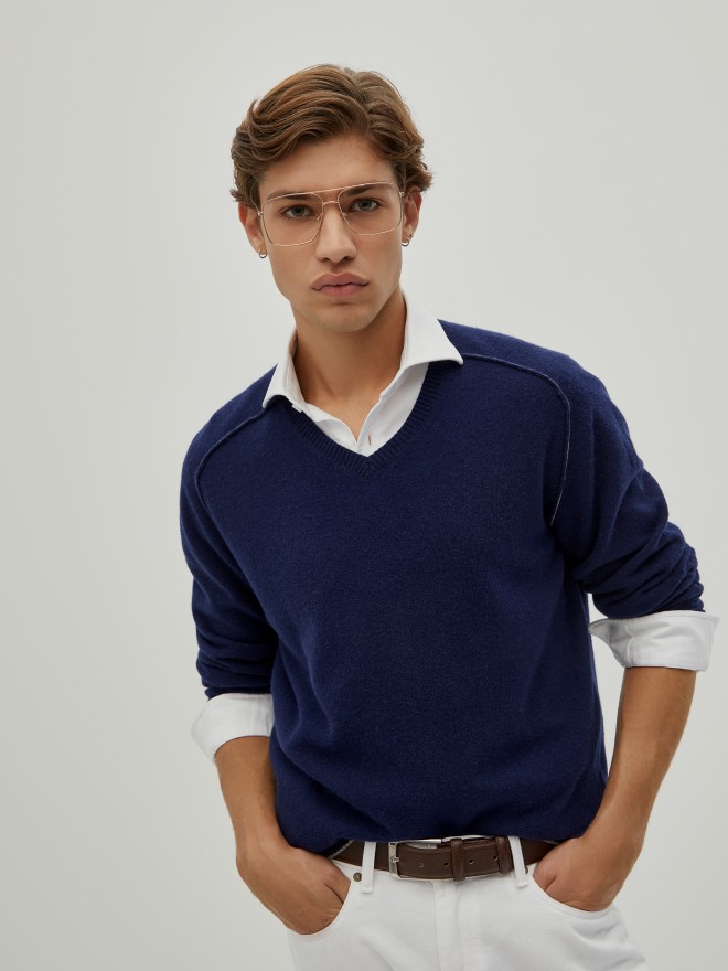 Jersey con cuello en V Jersey con cuello en V