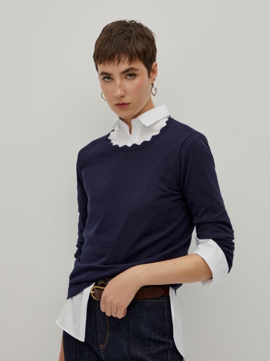 Cotton, silk and cashmere sweater