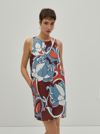 Vestido estampado sem mangas Vestido estampado sem mangas
