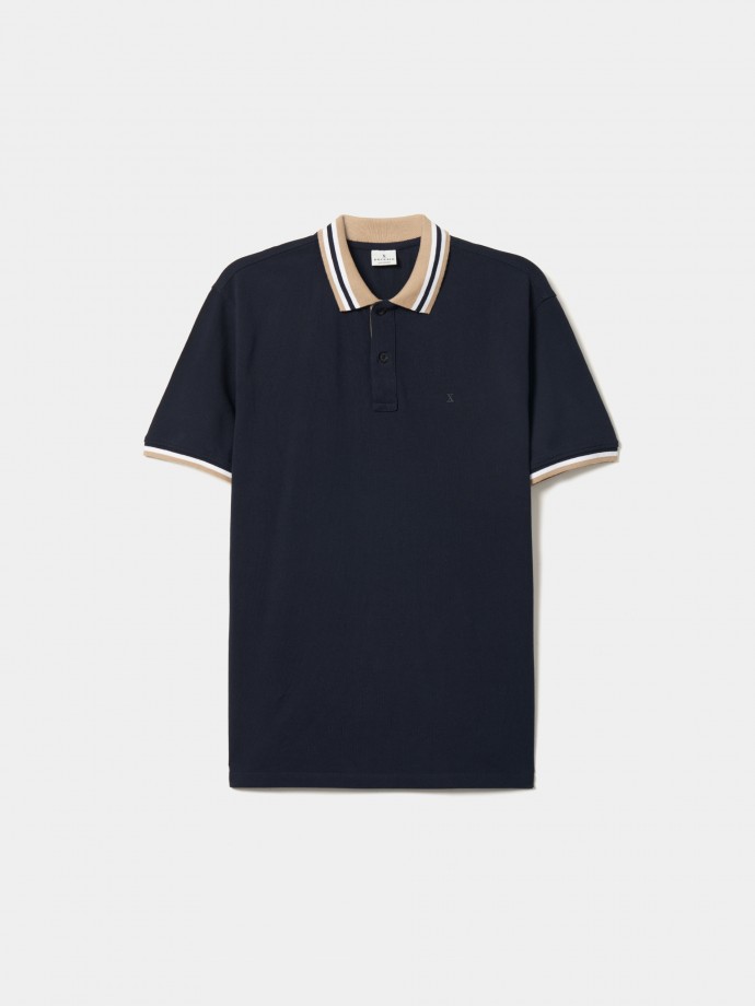 Piqu polo with stripes