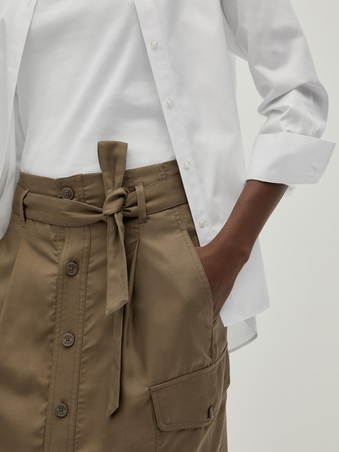 Cotton and lyocell cargo skirt