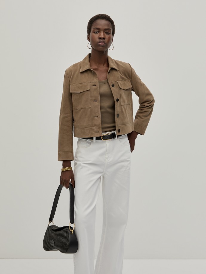 Short suede coat