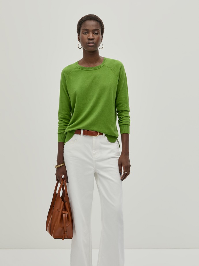 Knitted sweater with cotton and silk