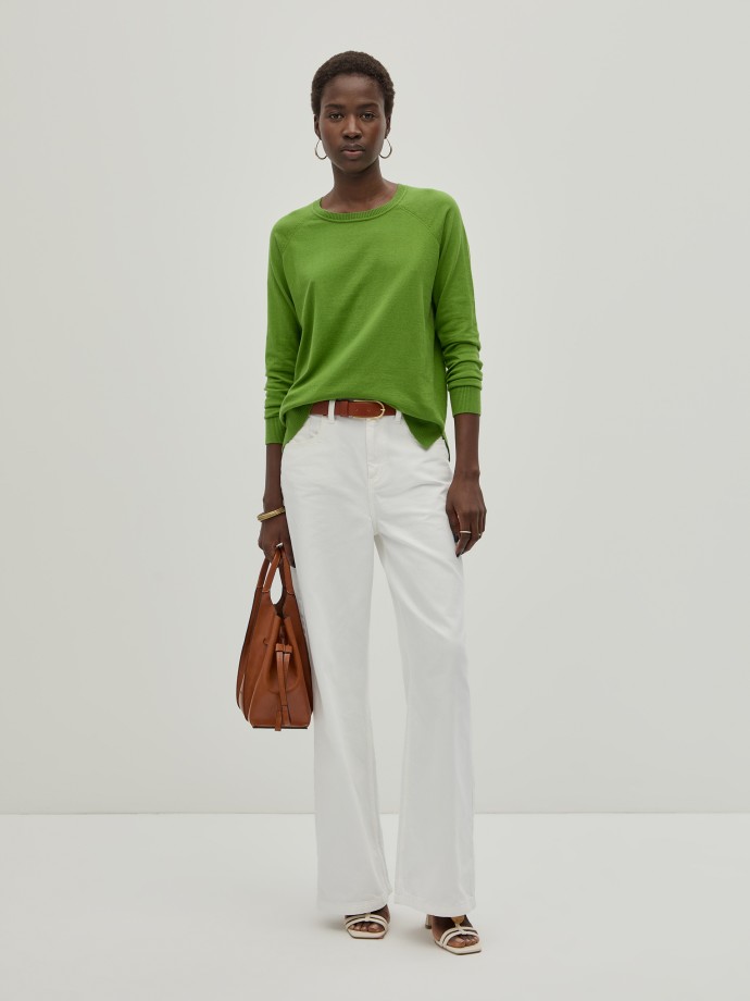 Knitted sweater with cotton and silk