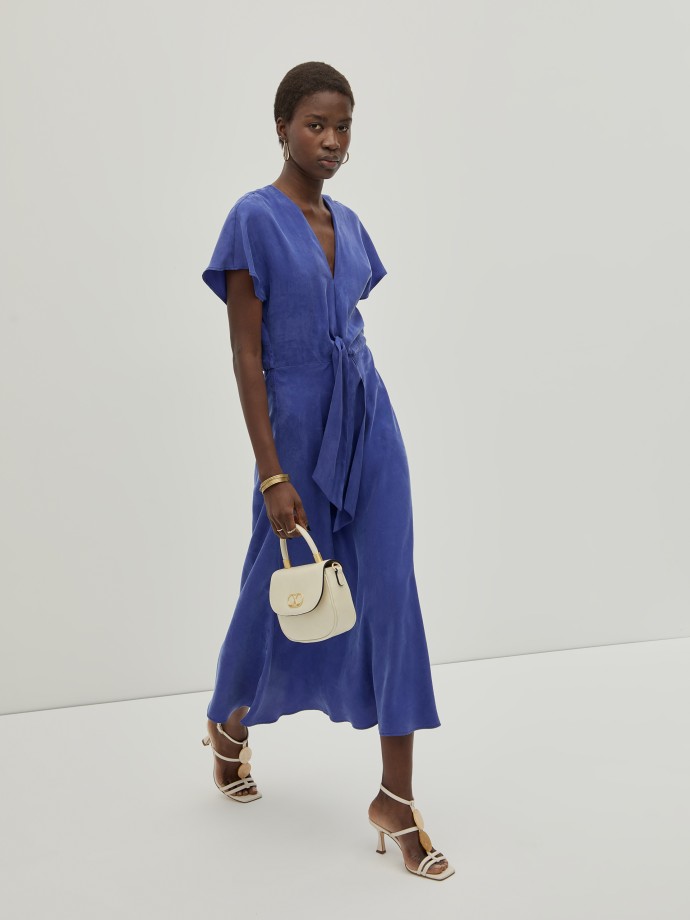 Vestido midi em cupro Vestido midi em cupro