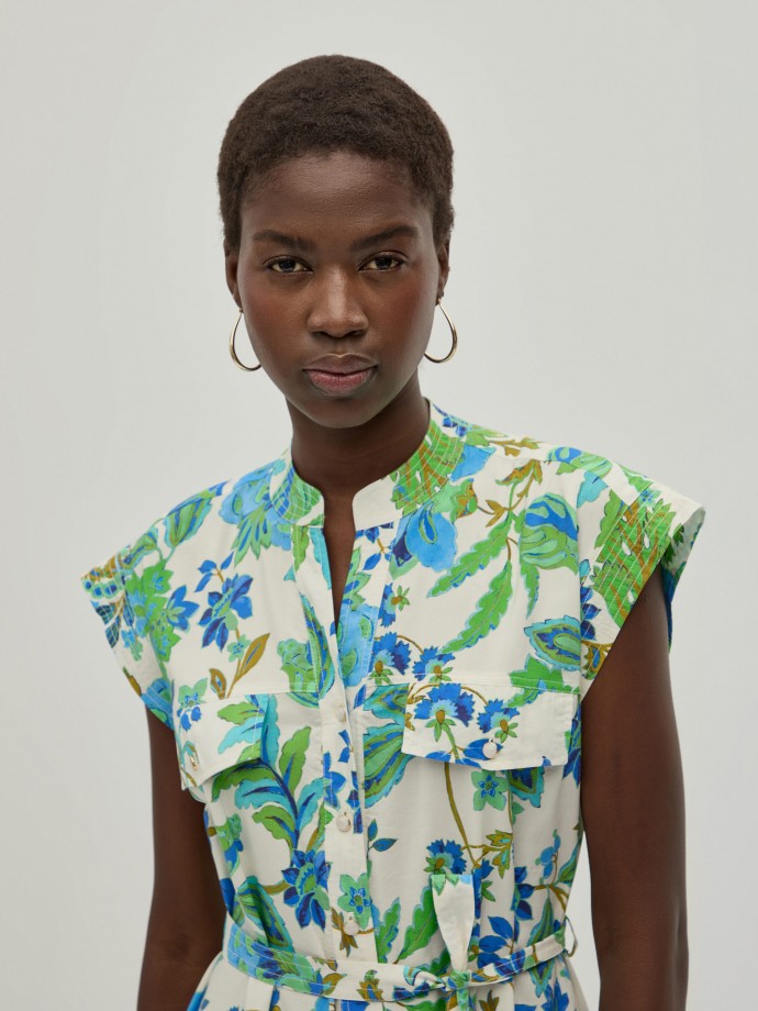 Printed shirt dress